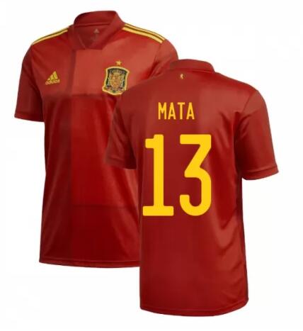 2020 EURO Spain Home Kit Soccer Jersey MATA 13